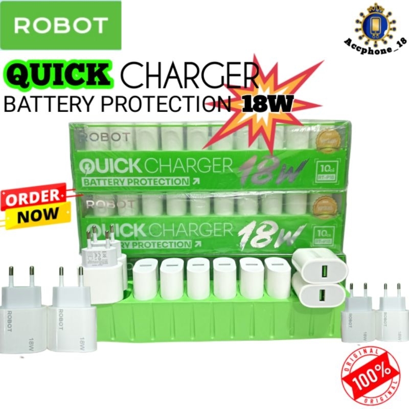 ROBOT RT-P18 / Pcs QUICK CHARGER Batok Charger Battery Protection 18W