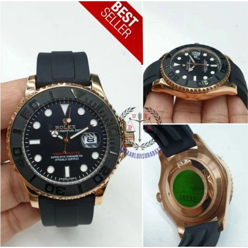 JAM TANGAN PRIA ROLEX YACHT MASTER AUTOMATIC TALI RUBBER