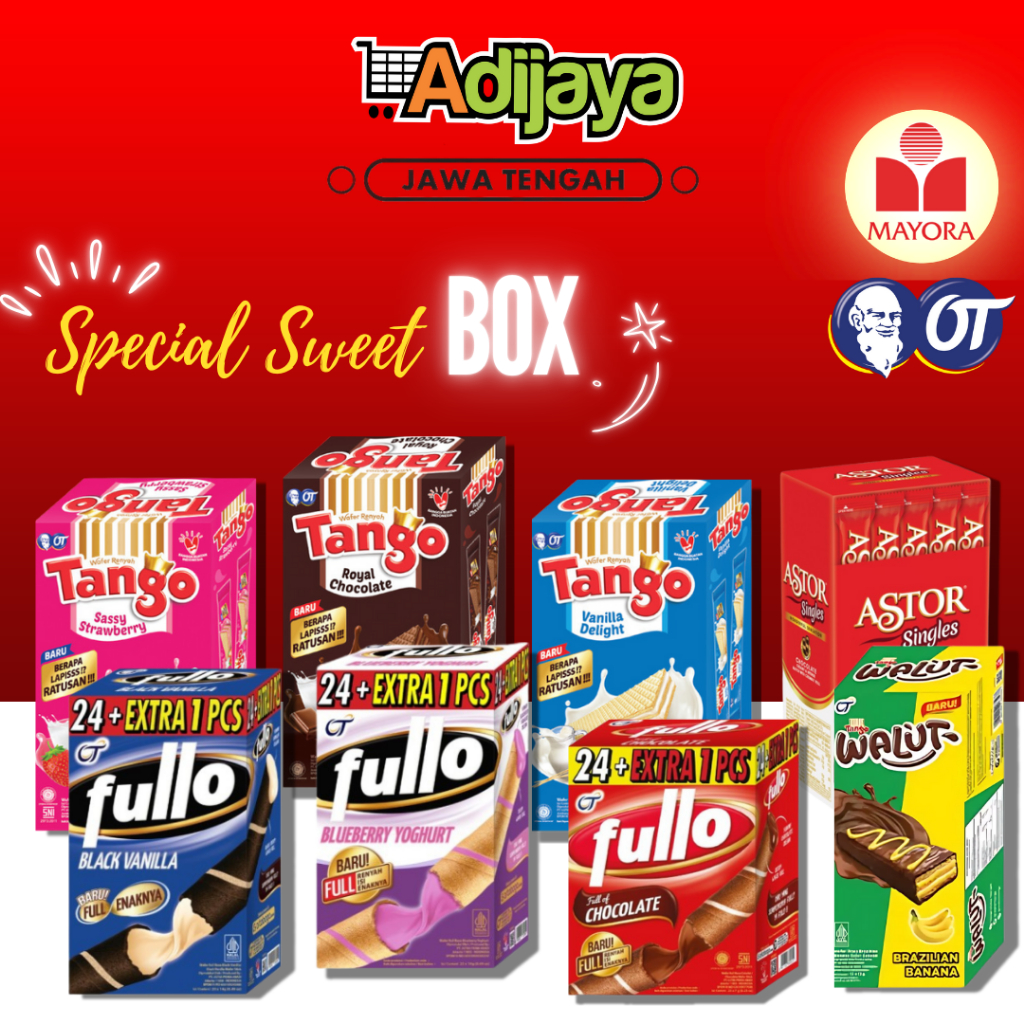 

[1 BOX] Aneka Snack Box Wafer Tango Walut Brazilian Banana | Fullo Stick | Astor Double Chocolate