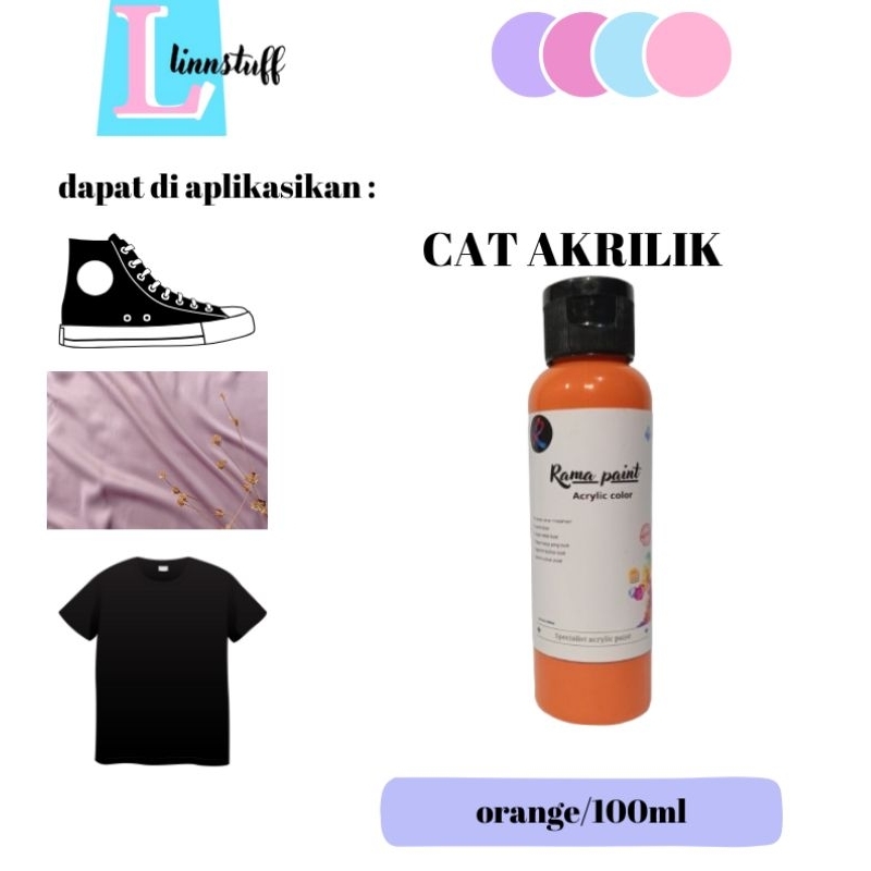 

Cat akrilik lukis warna orange 100ml dapat diaplikasikan dikain, baju, topi dll acrylic paint cat lukis