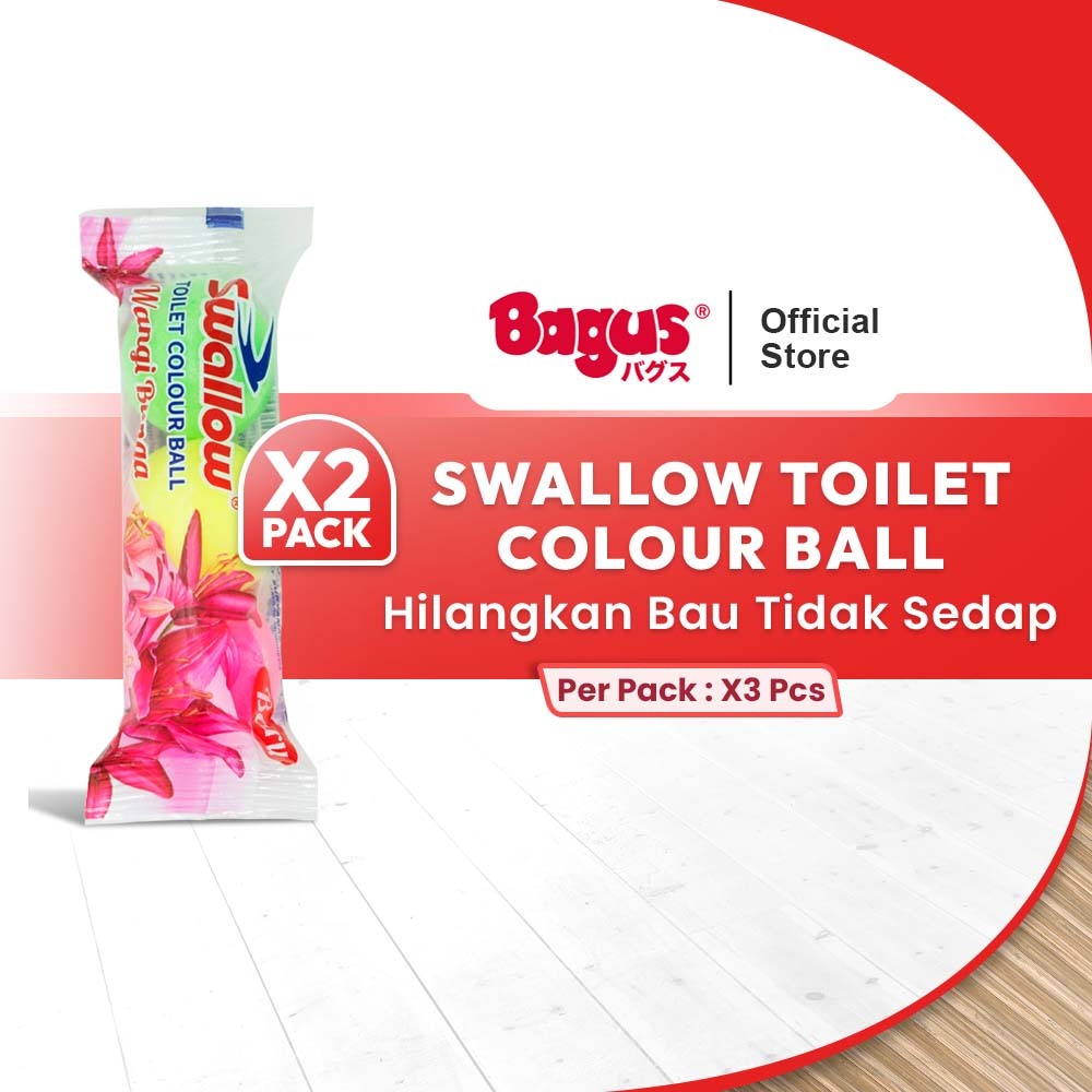 [Twin Pack] Swallow Kamper Toilet Colour Ball 2 Packs (3 Pcs/Pack) - Wangi Bunga, Mencegah Ngengat d