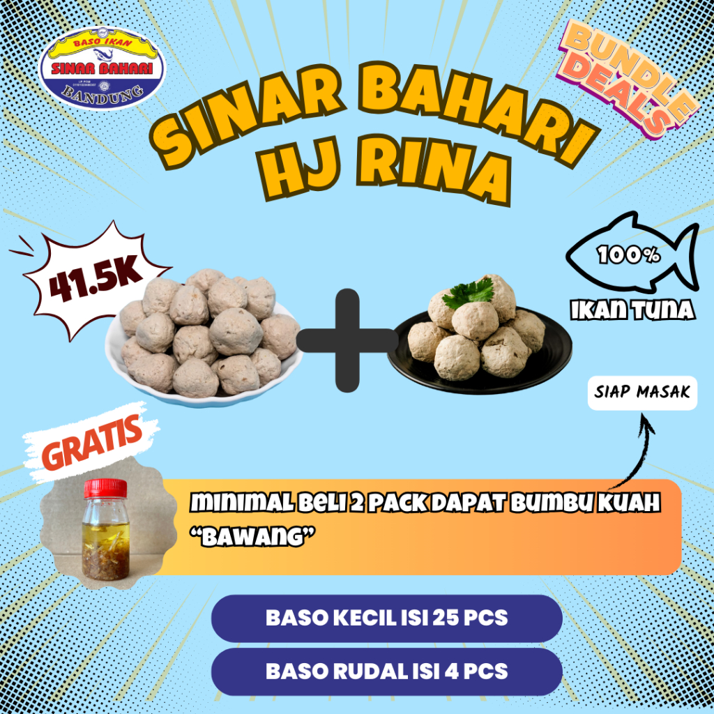 

SPECIAL BUNDLING Bakso Ikan Sinar Bahari Kecil (25 Pcs) + Rudal( 4 Pcs)