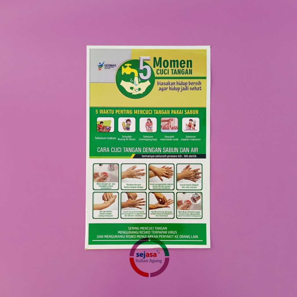

Stiker - 5 Momen Cuci Tangan | Stiker Bahan Chromo | Stiker Umum / Rumah Tangga