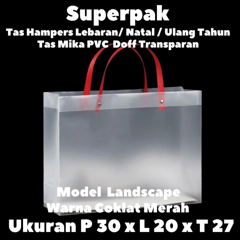 

(10pcs) Ukuran 30x20x27 Tas Mika Gagang MERAH / Tas Souvenir Ulang Tahun Lebaran Imlek Natal Premium