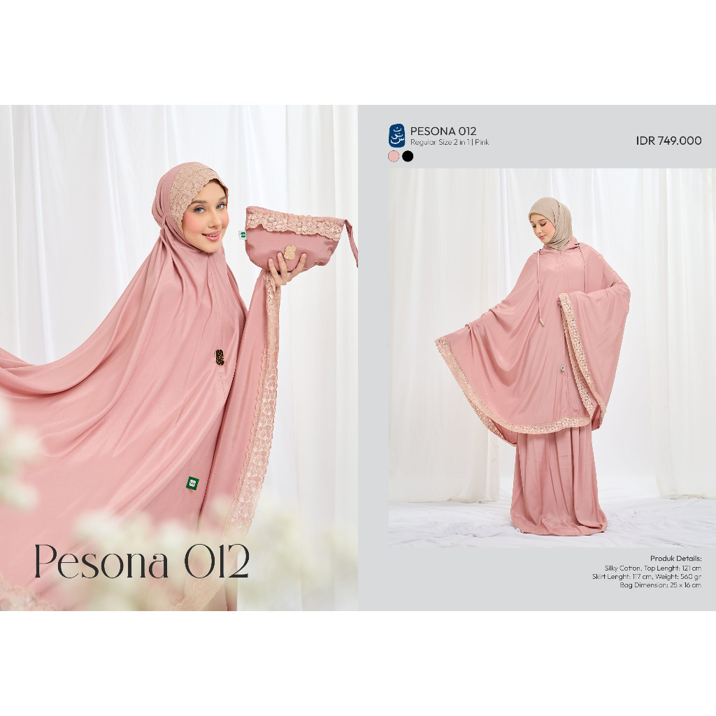 Mukena Rukuh Telekung Tatuis Terbaru 2 IN 1  Rukuh Telekung Silky Cotton Reguler Size Pesona 012 Bla