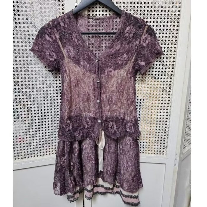 Mini dress brokat korea sale set blus rok