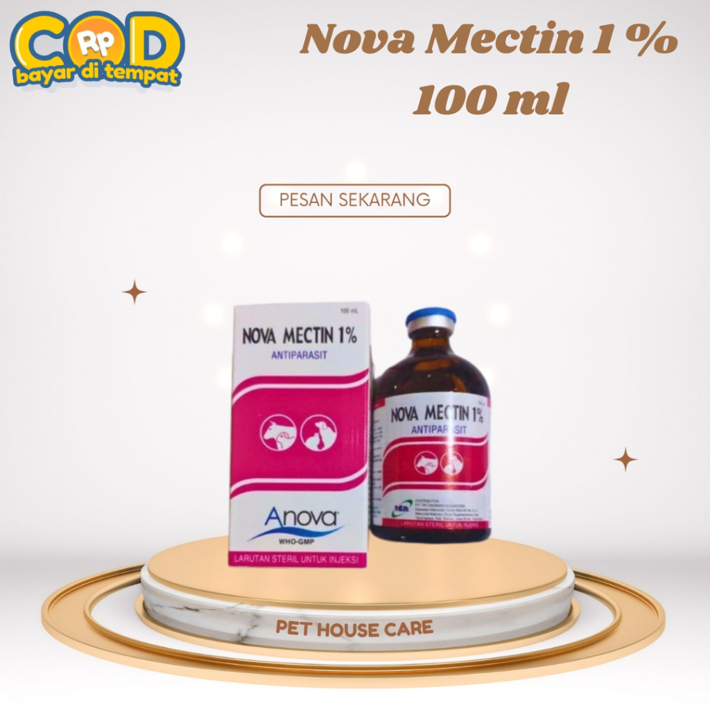 NOVA MECTIN 1% 100ml  - Obat ANTIPARASIT (cacing/gudeg) pada HEWAN