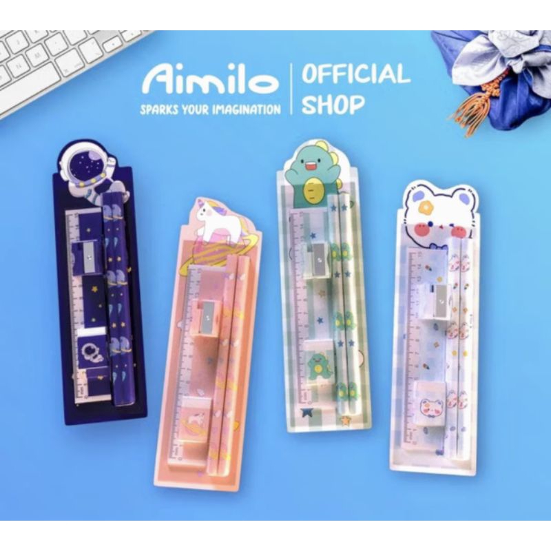 

5in1 pensil set alas tulis sekolah anak karakter