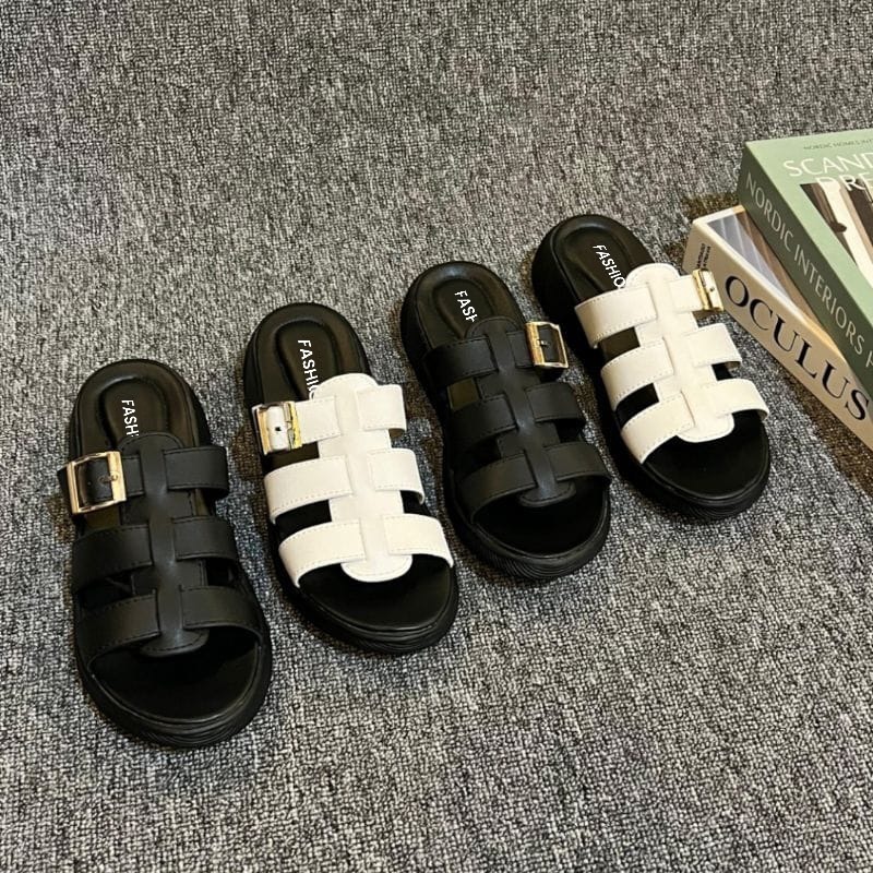 Sandal Wanita Platform Slip On Import Kekinian 36-40 Sandal Wanita Slop Slip On Elegan Terbaru Sanda