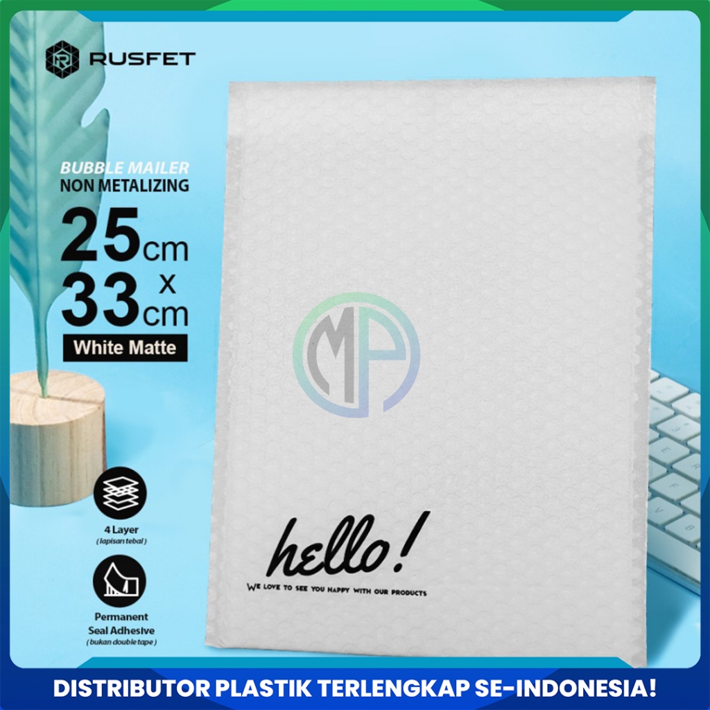 

Amplop Security Bubble Mailer White (Putih) 25 x 33cm Premium Solid Color Merek Rusfet Harga Satuan