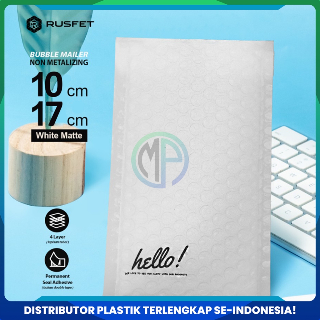 

Amplop Bubble Envelope Mailer Putih 10 x 17 cm Premium Solid Color Rusfet Harga Satuan