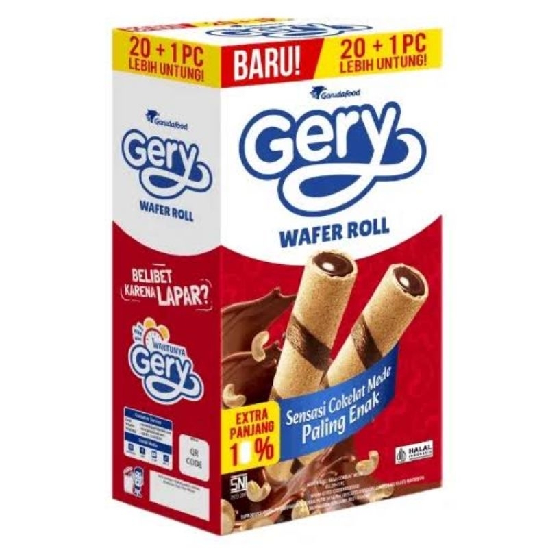 

Gery Wafer Roll Sekotak isi 20 + 1Pcs (Jika Masih Promo) - Wafer Stik Roll Coklat Mede