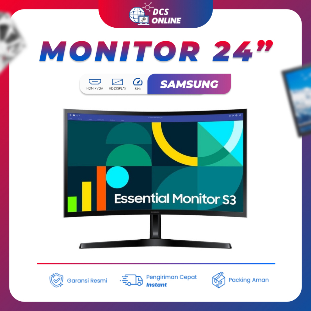LED MONITOR SAMSUNG CURVE LS24D366GAEXXD FHD 24" INCH 100HZ VA