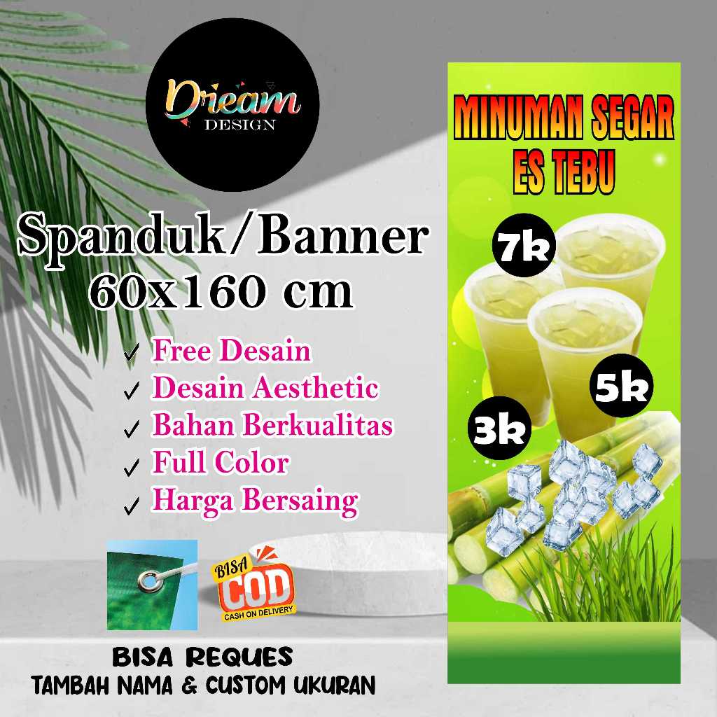 Spanduk  minuman segar es tebu Custom Desain