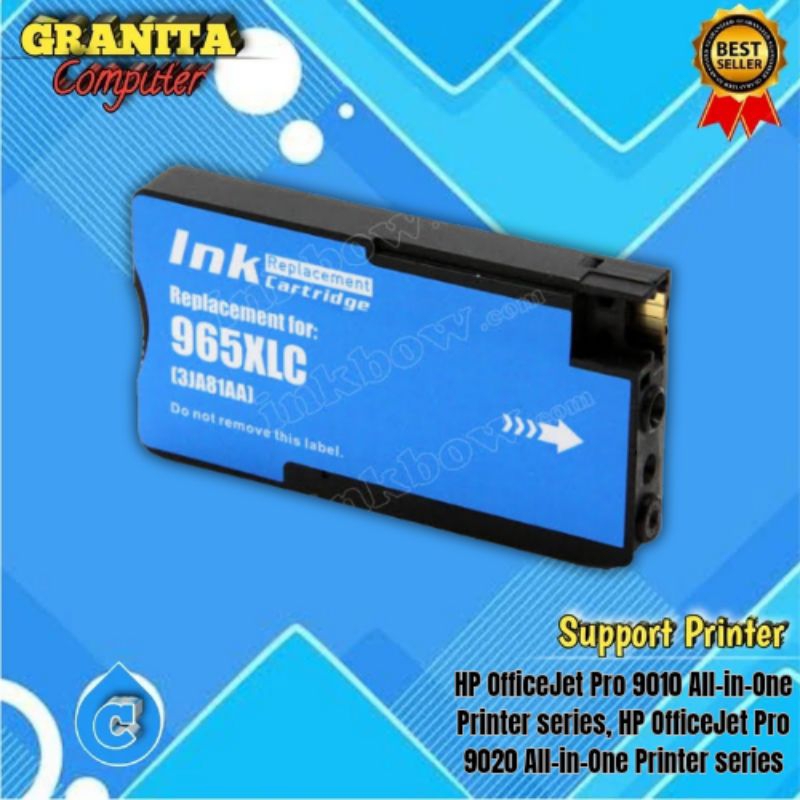 Catridge Tinta Compatible HP 965XL 965 XL Cyan Printer OfficeJet Pro 9010, 9012, 9013