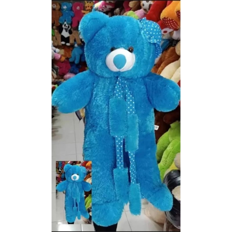 Boneka Beruang Teddy Bear Syal Topi Jumbo 1 Meter reques nama