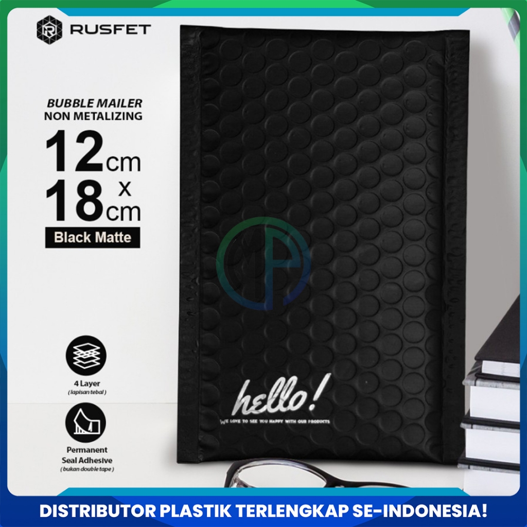 

Amplop Security Bubble Mailer Black (Hitam) 12cm x 18cm Premium Solid Color Rusfet Harga Satuan