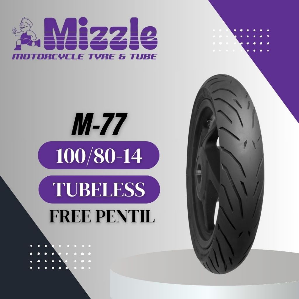 MIZZLE M-77 100/80-14 Tubeless - Ban Motor Mizzle M77 100/80 Ring 14 Tubeless