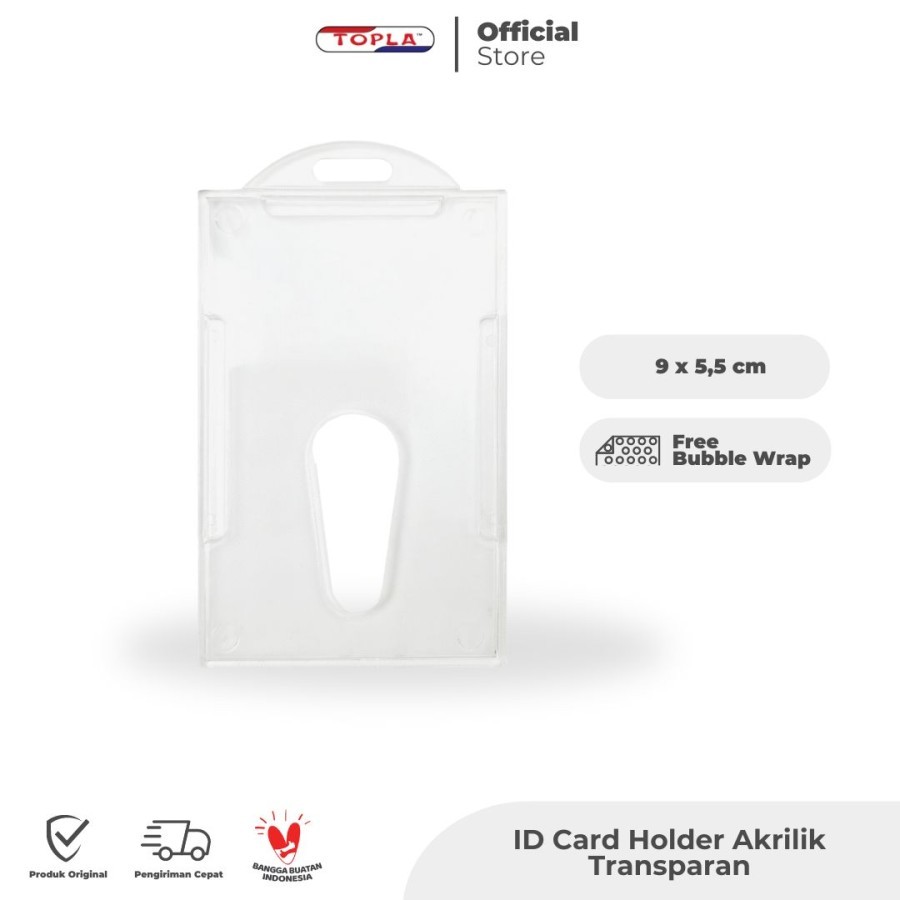 

Topla ID Card Transparan 001 / Tempat Kartu Tali Name Tag TOPLA ukuran 9x5,5cm