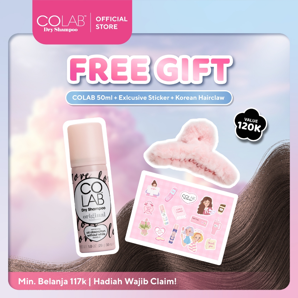 

[FREE GIFT] Sticker Feminine Energy COLAB + Jepitan Korea + COLAB Dry Shampoo Original 50ml Travel Size