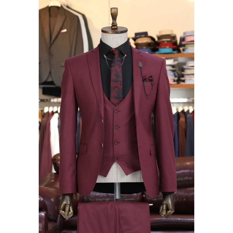 Nugraha Tailor - Jas Pengantin Pria Premium || Jas Wedding Maroon || Jas Formal Pria Maroon