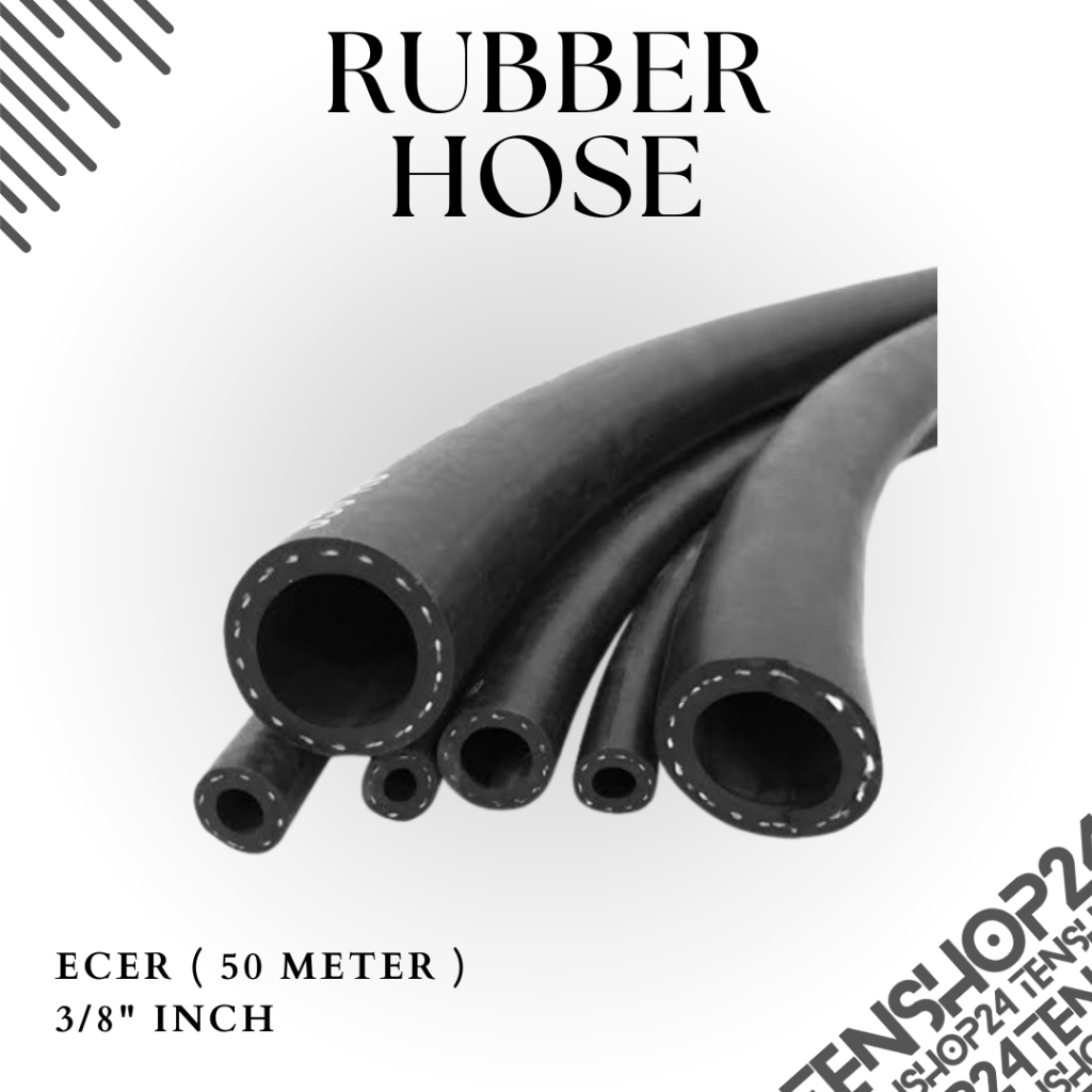 Selang Air Karet Rubber Hose 3/8" Inch 50 Meter Selang Air Angin Minyak Oli