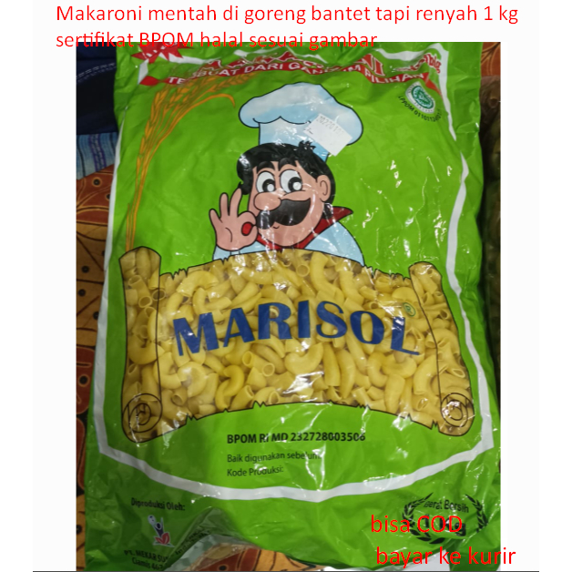 

Makaroni mentah di goreng bantet tapi renyah 1 kg sertifikat BPOM halal sesuai gambar