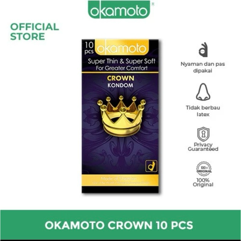 OKAMOTO Kondom Crown ,  Isi 10 pcs , Condom Super Thin , Super Soft