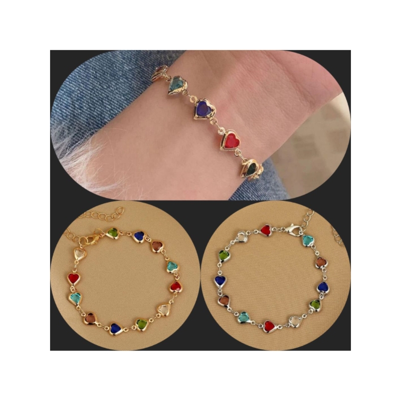 Gelang love batu cristal/accesoris gelang model hati minimalis wanita