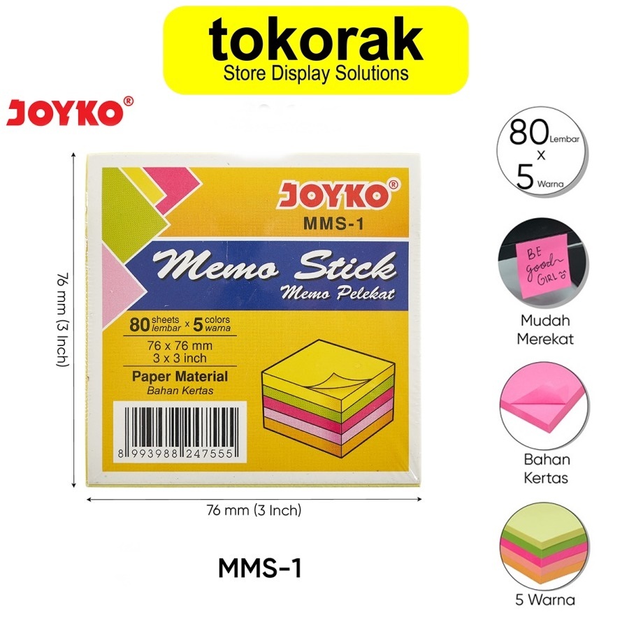 

JOYKO MEMO STICK MMS-1 76 X 76 MM JOYKO MEMO PELEKAT MMS 1 STICKY NOTE PAD LABEL KERTAS TEMPEL