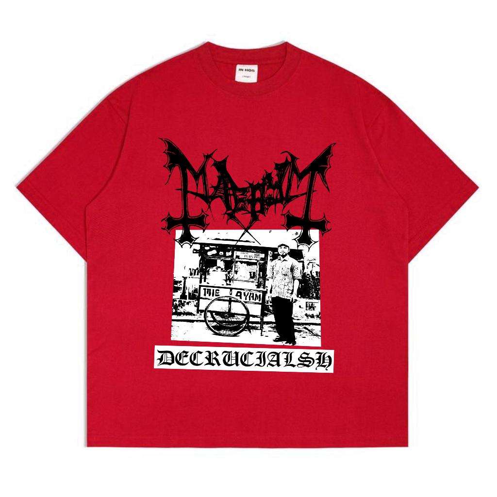 Tshirt band Mayhem Mie Ayam-Kaos Band Mayhem Mie ayam unisex