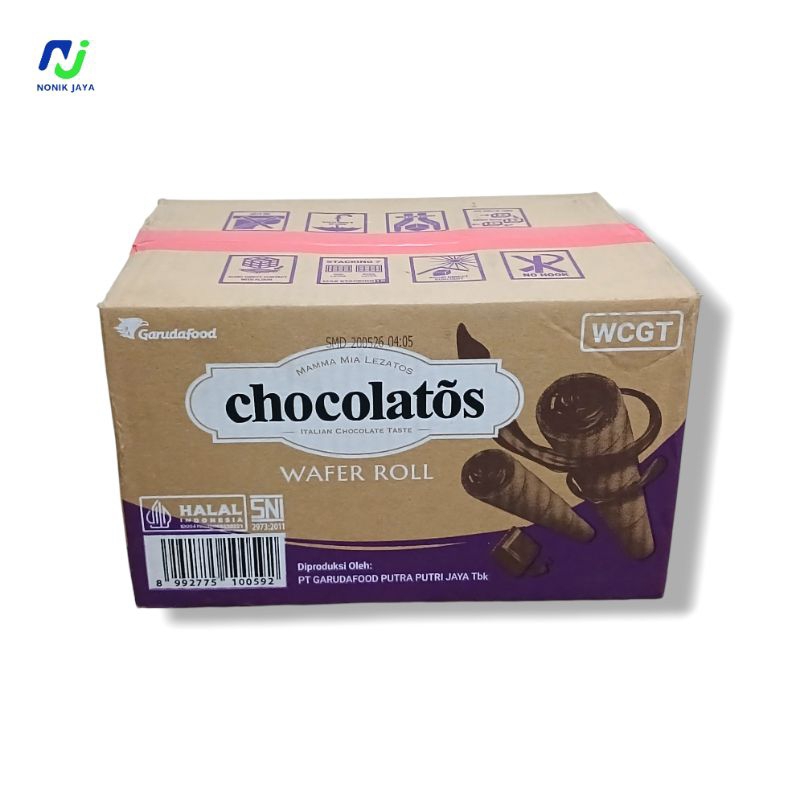 

Chocolatos Wafer Roll Cokelat 1 Dus Isi 6 Kaleng@310g(WAFER ROLL NO.1 DI INDONESIA)