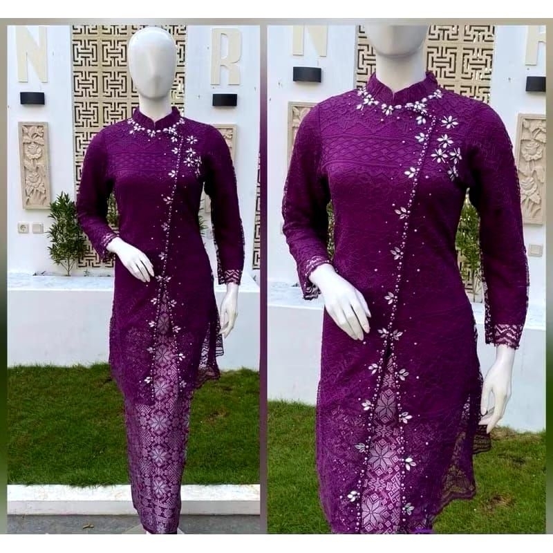 Setelan Tunik Brokat Payet Terlaris / Kebaya Pesta / Kebaya Modern / Kebaya Cantik / Kebaya Terbaru