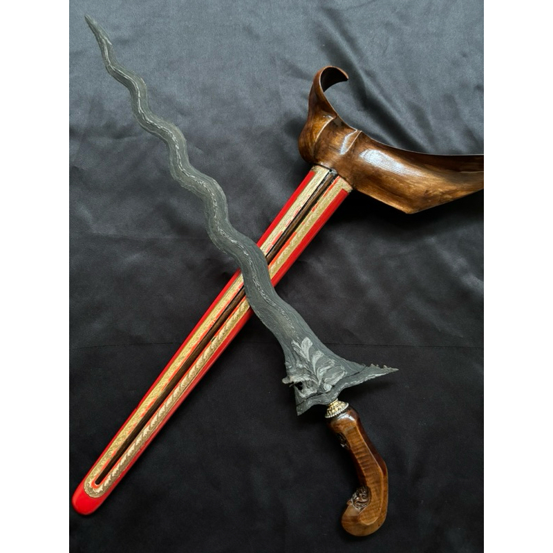 Keris Nogo Siluman Luk 11  Pamor Pari Sawuli Tangguh Koso Madura Sepuh