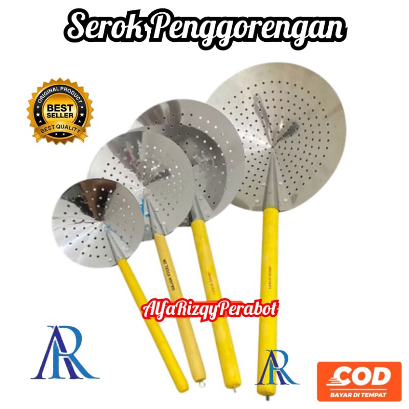 Serok Penggorengan Murah/ Serok Penggorengan Gagang Kayu/ Serok Penggorengan Stainless Murah