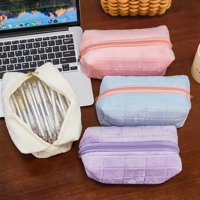 

COD Tempat Pensil Super Soft Japanese Pencil Case Storage Bag Make Up Pouch Macaroon