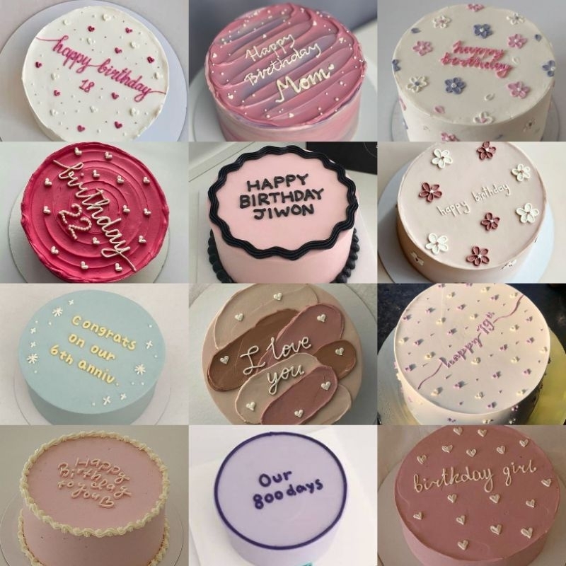 

Custom Birthday Cake Simple / Korean Birthday Cake / Aesthetic Birthday Cake (Custom/Request Design)/Graduate Cake/Cake 14 cm