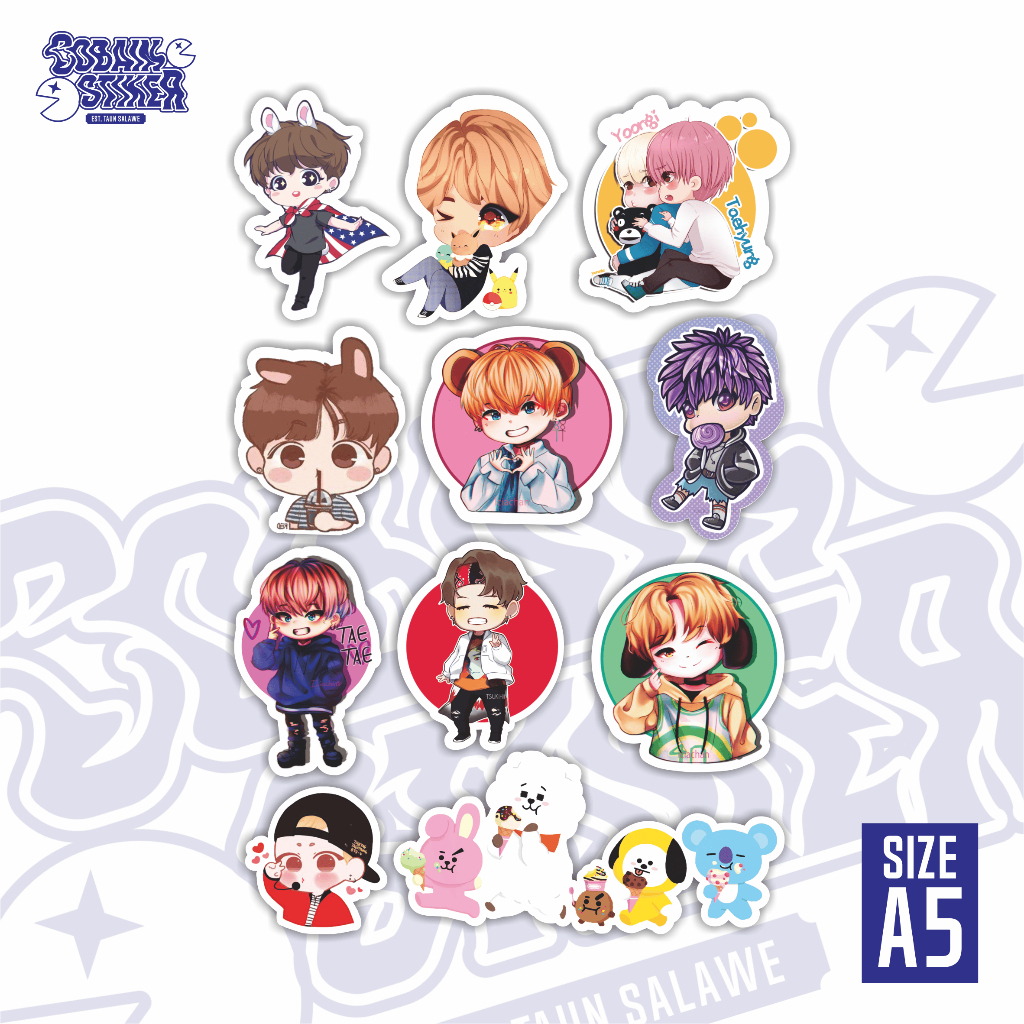 

Stiker Waterproof Vinyl | Stiker Vinyl Laminasi Anti Air | Stiker Pack Costum | BTS #05