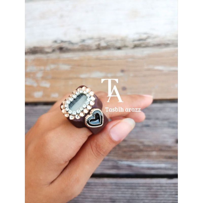 Tasbih araz tasbih digital cincin led warna coklat tua blink-blink 2 baris