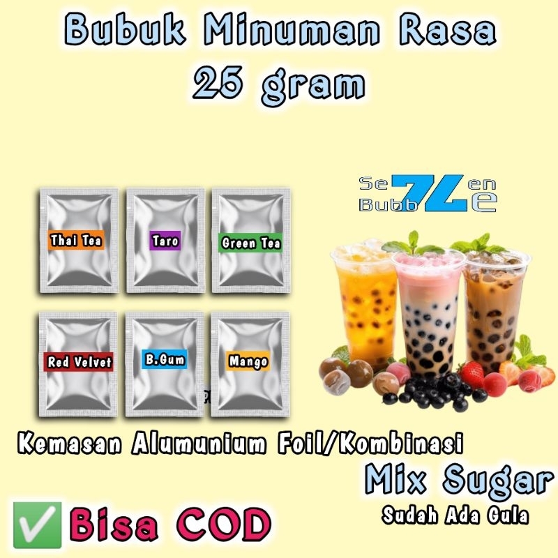 

Bubuk Minuman Rasa 25gr Reguler Serbuk Minuman Boba Kekinian