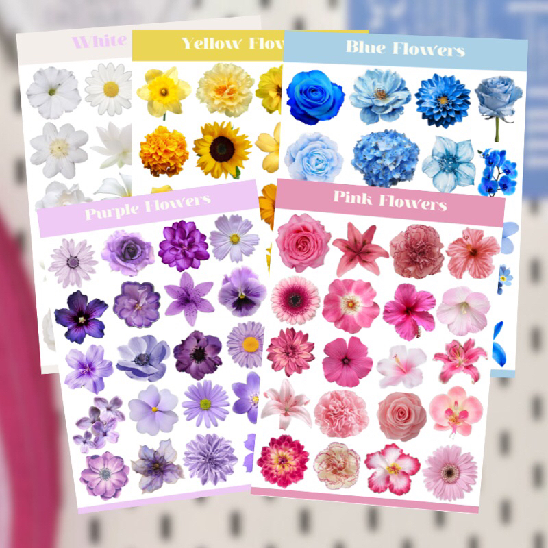 

FLOWER DECO STICKER SHEET FOR SCRAPBOOK JOURNALING
