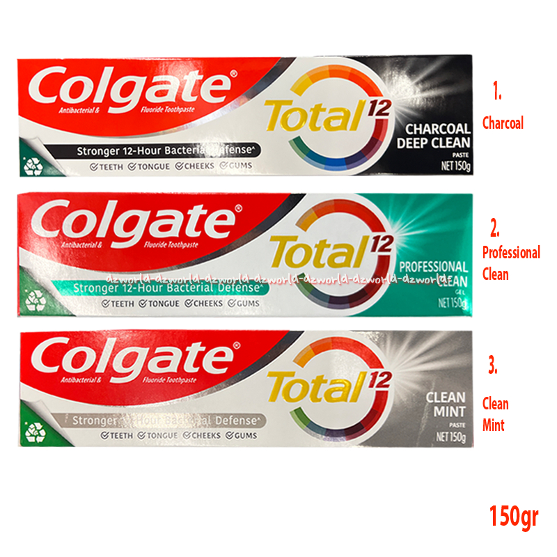 Colgate Total 12 150gr Charcoal Deep Clean Profesional Clean Mint Paste Toothpaste Pasta Gigi Odol S