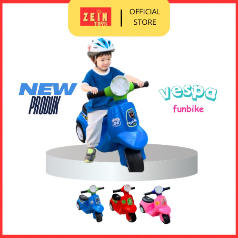 ZEINTOYS Mainan anak motor vespa mini anak funbike musik