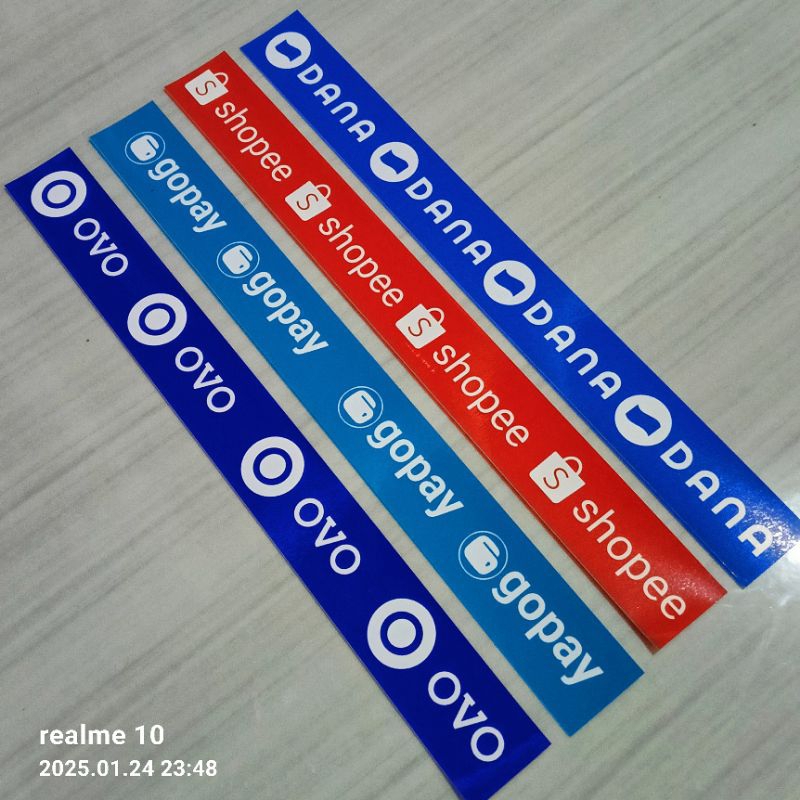 

(6 pcs) stiker pinggir etalase logo E wallet anti air ukuran 3x28cm