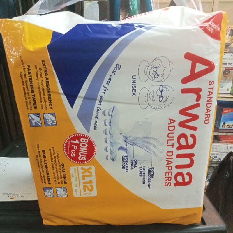 popok perekat arwana ukuran xl isi 12+1