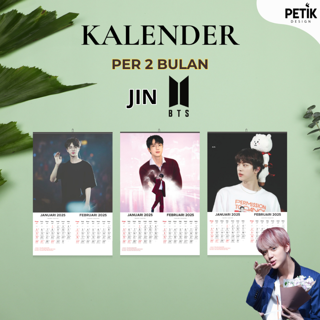 

Kalender Dinding Kim Seok-jin/Jin BTS 6 Lembar 2025 Klem