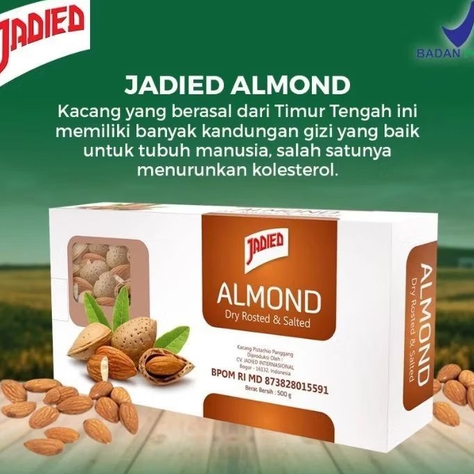 

JADIED KACANG ALMOND 500GRAM - ORGANIC ROASTED PANGGANG KUPAS