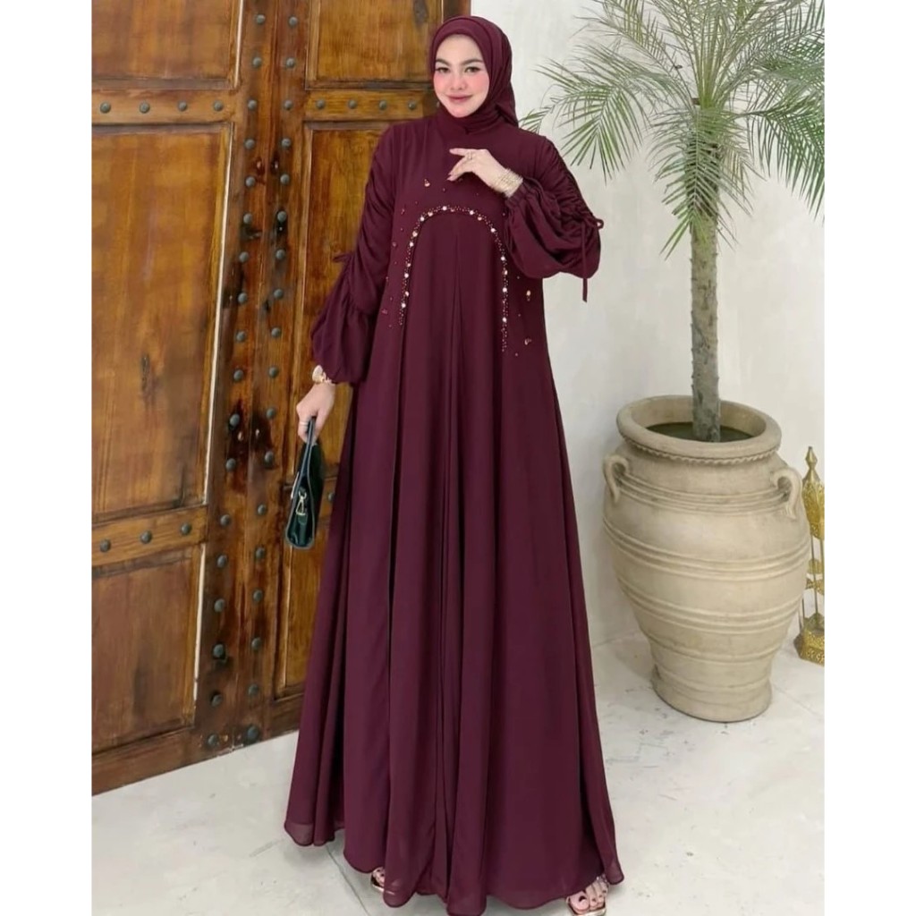 ELORA Set Outher/gamis lebaran 2025 viral/Abaya turki hitam simple elegan/gamis terbaru 2025 mewah/g