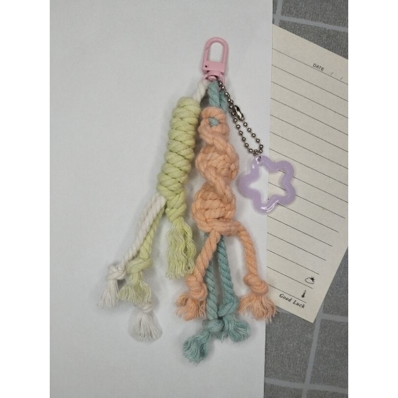 Bag charm tali macrame || mix warna pastel