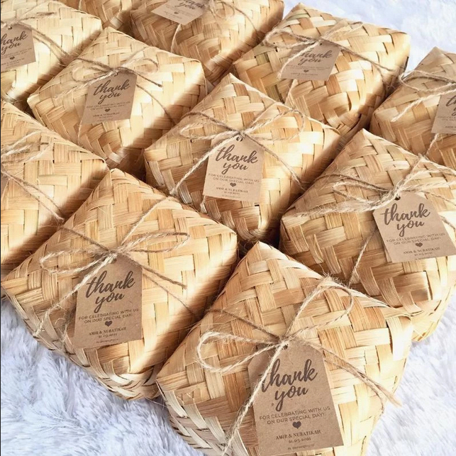 20 PCS Besek Nasi 15 X 15 Besek Tempat Wadah Nasi Berkat Besek Anyaman Bambu Souvenir Besek Hampers 